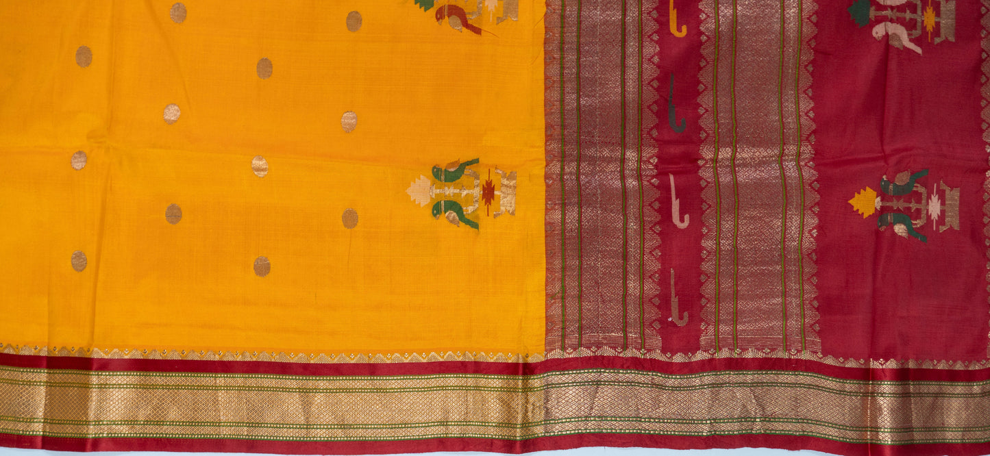 Surya~ Semi Paithani Pure Silk Saree – Maharashtra’s Royal Essence in a Contemporary Weave