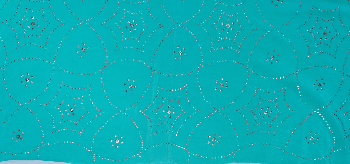 Brahmkamal~ Ice Green Muquaish Crepe Silk Saree – Lucknow’s Subtle Sparkle in Every Thread