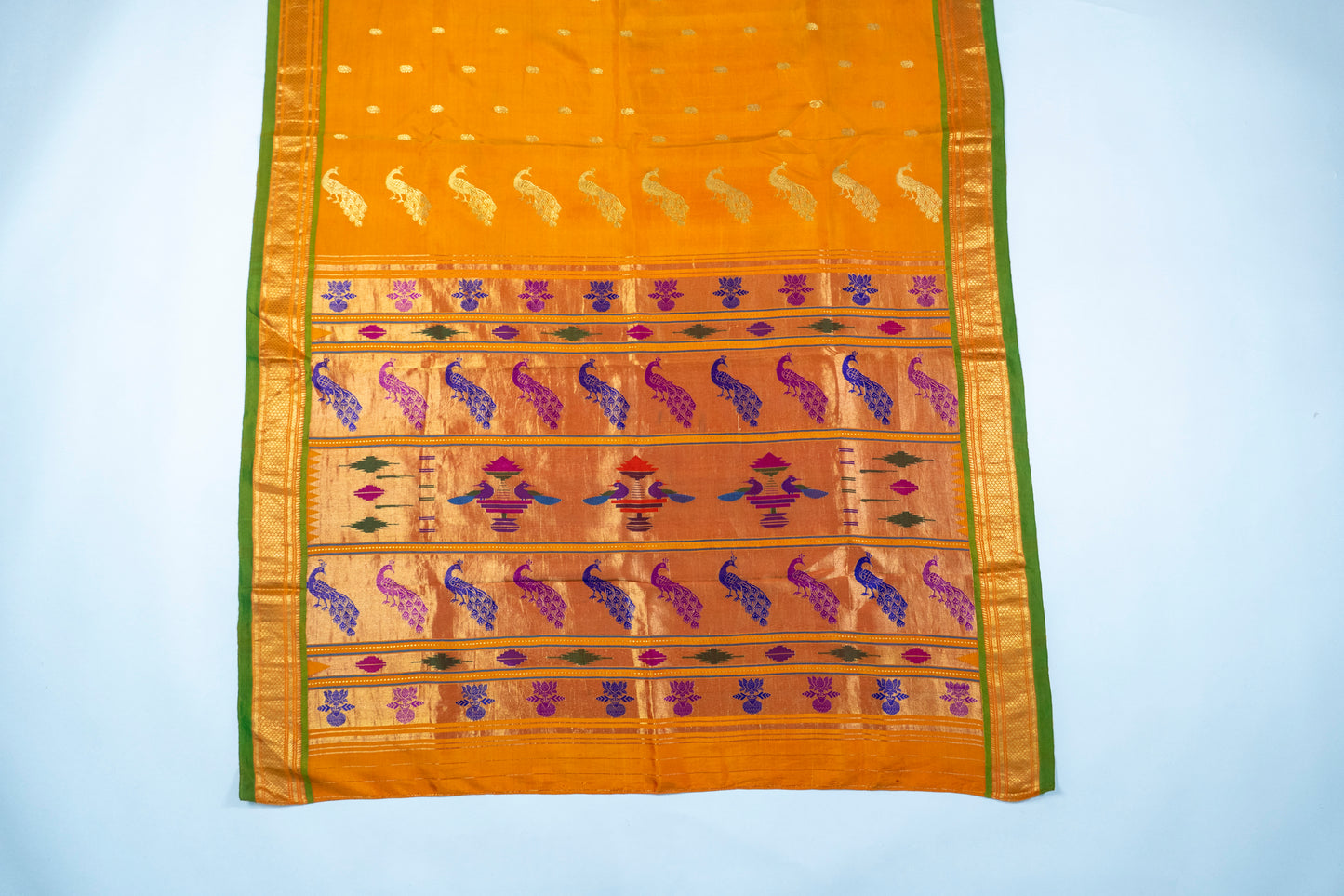 Sonchiraiyya~ Paithani Pure Silk Saree in Orange – Maharashtra Classic