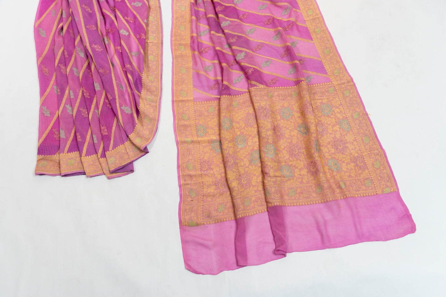 Dakshayani - Periwinkle Pink Khaddi Georgette Banarasee Saree