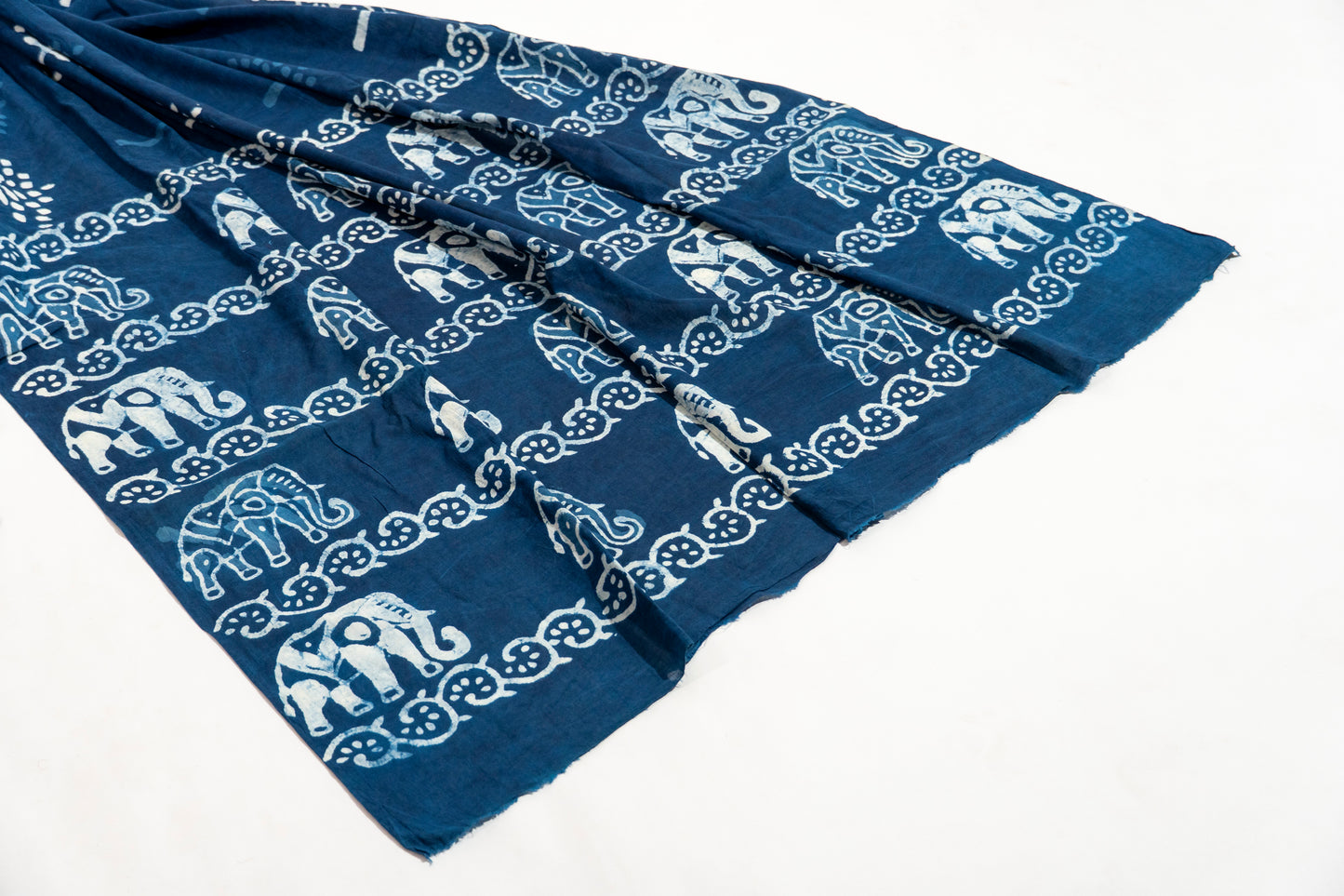 Sharada - Indigo Dabu Print Cotton Saree
