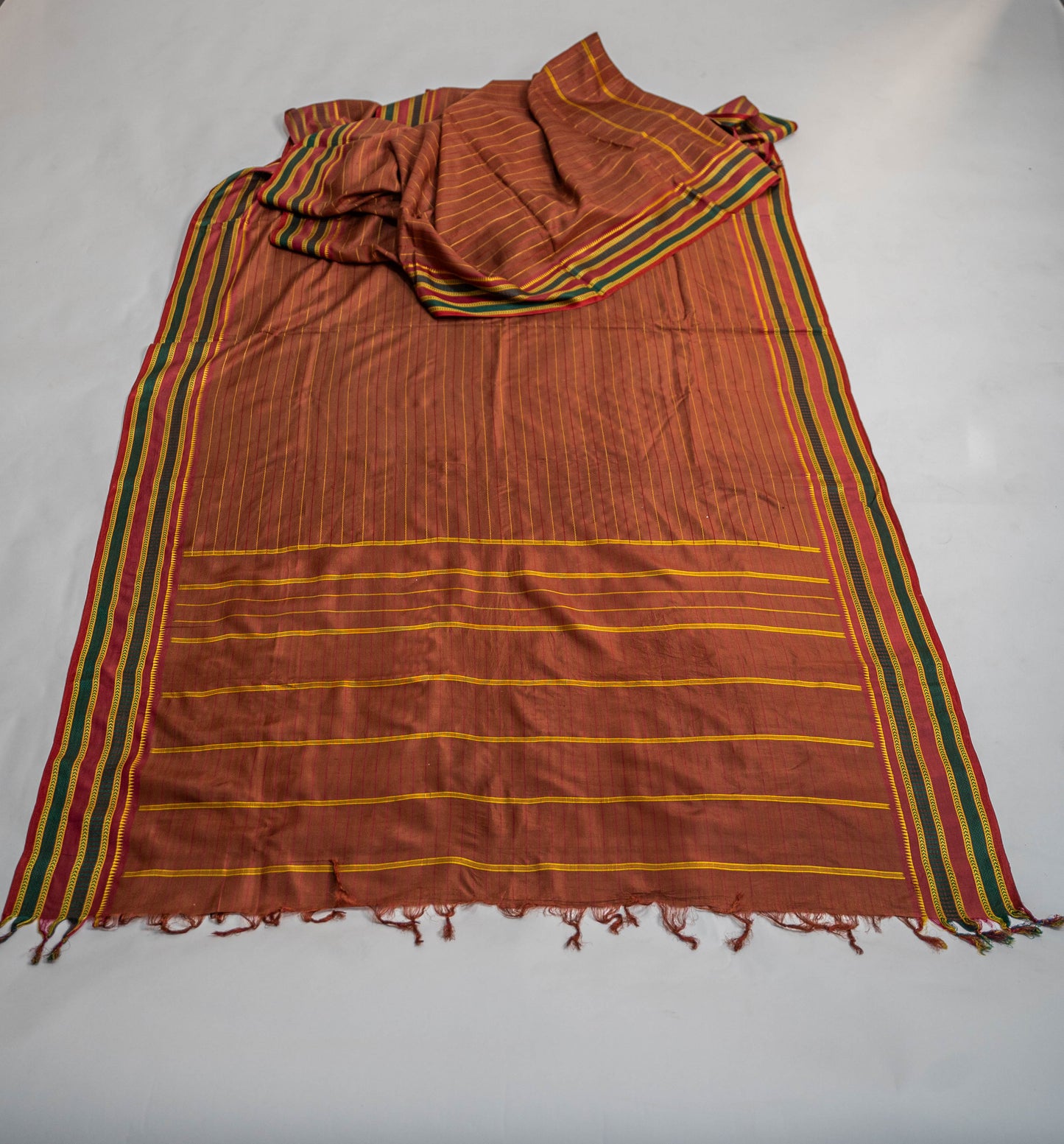 Trinetra - Ochre Veldhari Pure Silk Saree
