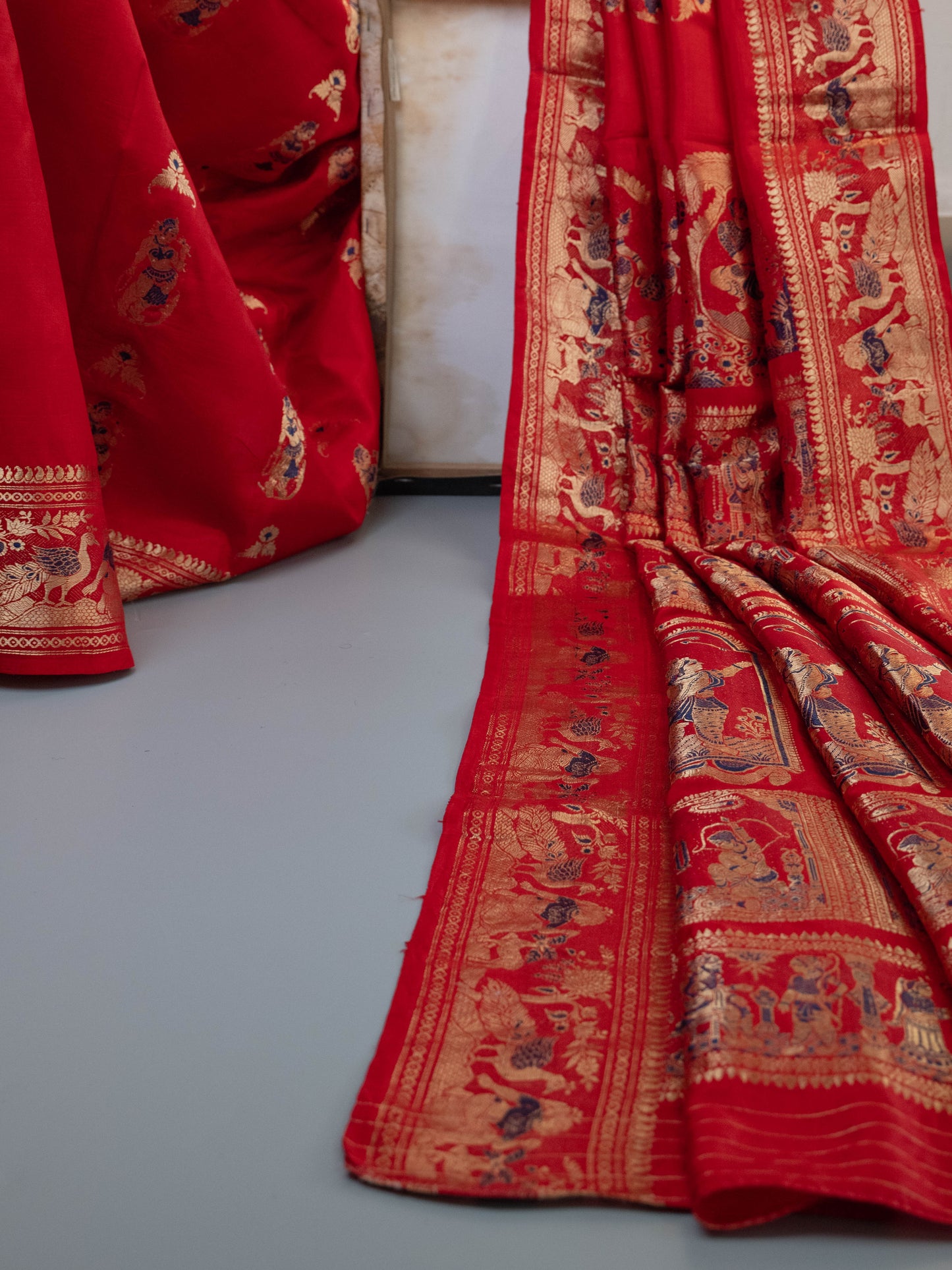 Anasuya - Red Pure Silk Swarnachari Saree