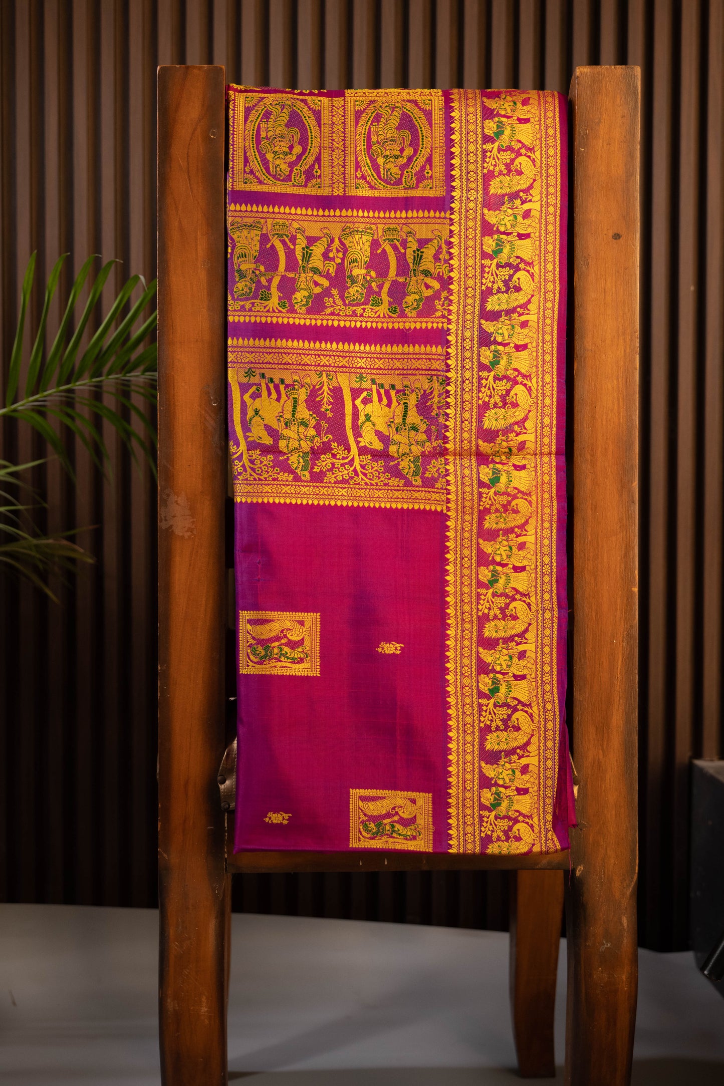 Charita - Purplish Pink Pure Silk Meenakari Baluchari Saree