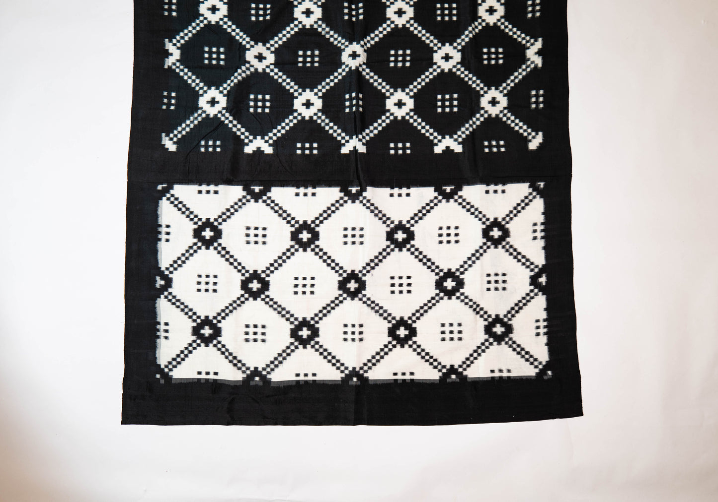 Mogra~ Double Ikat Pure Silk Telia Rumal Saree – A Rare Masterpiece from Telangana’s Looms