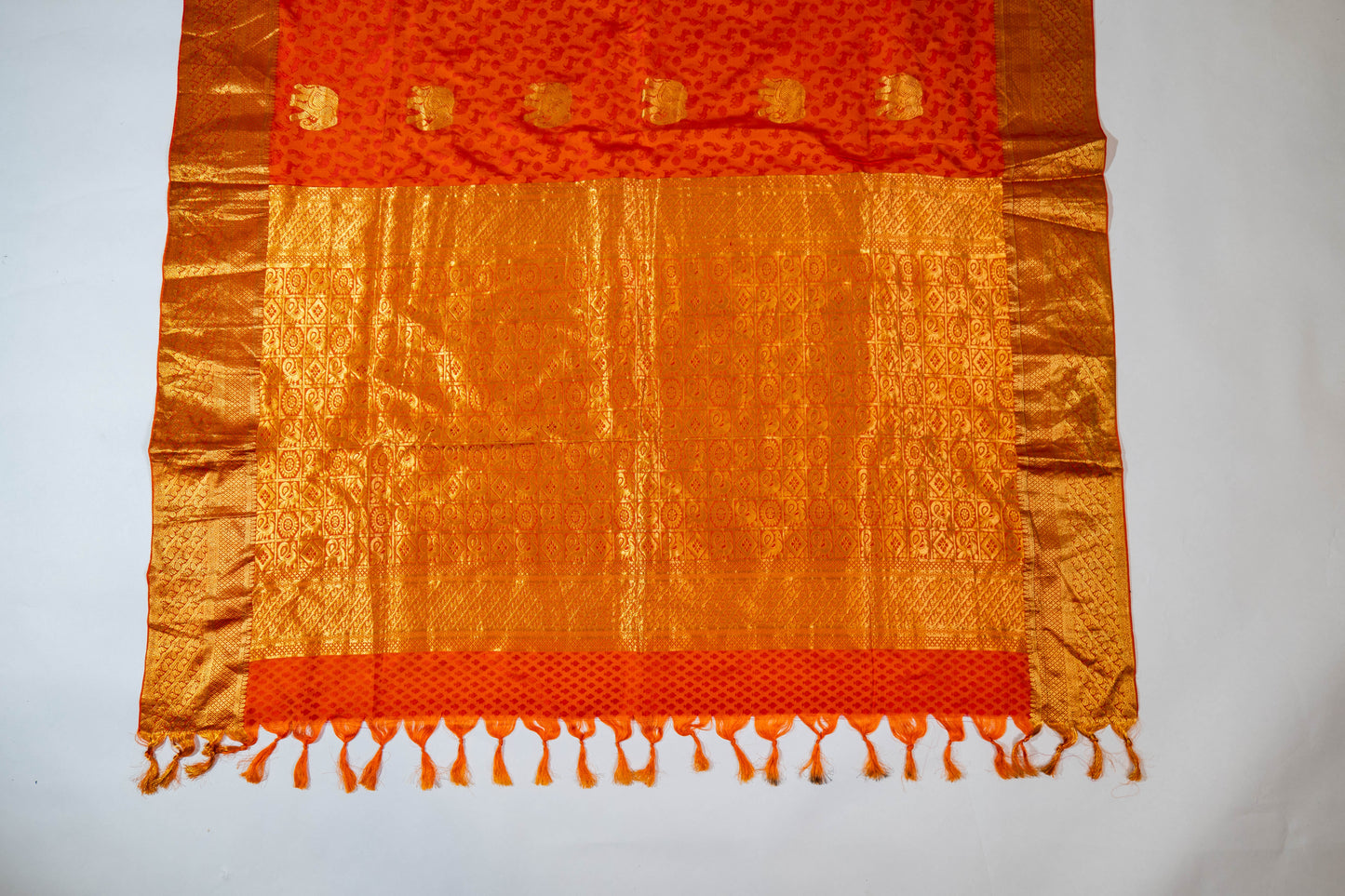 Gulmohar~ Pure Silk Vanasingaram Kanjivaram Saree – Animal Motif Weave from Tamil Nad