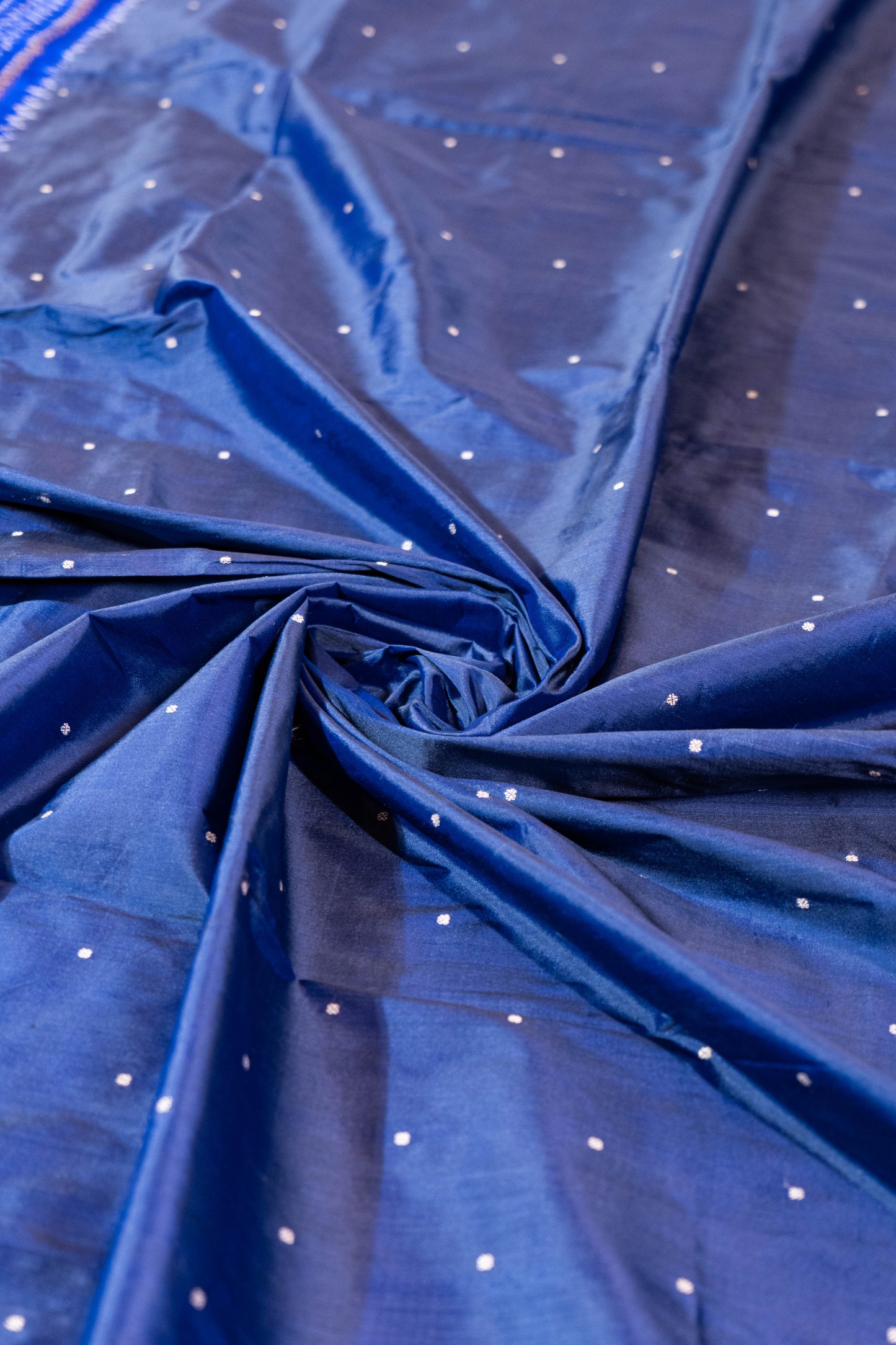 Nelkamal~ Pure Silk Single Ikkat Saree in Steel Grey with Ultramarine Blue – A Contemporary Classic