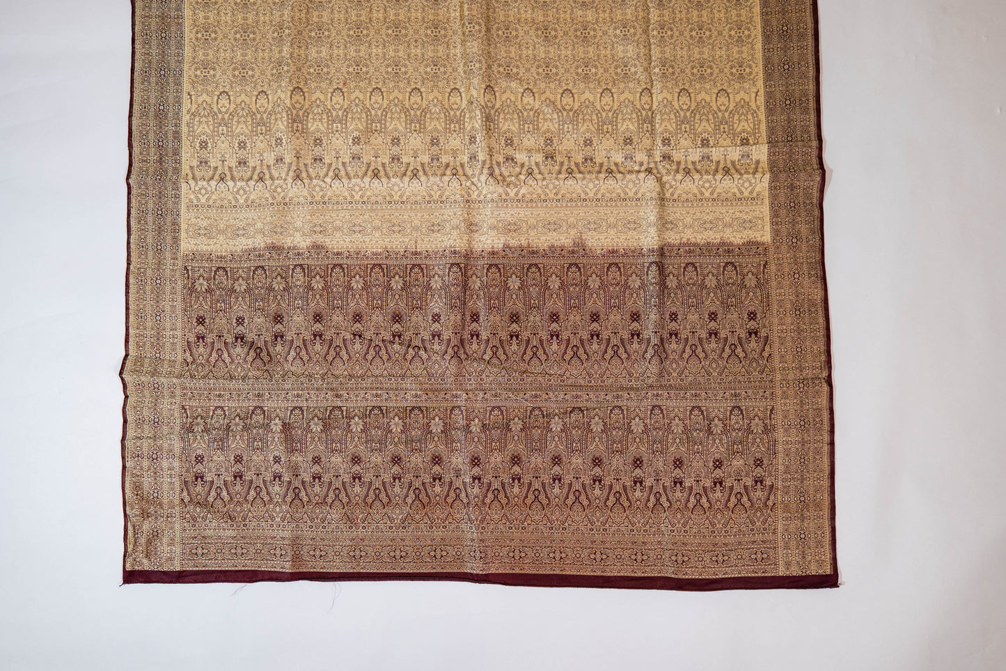 Zarool~ Pure Silk Himroo Saree in Cream & Brown – A Legacy Weave from Aurangabad