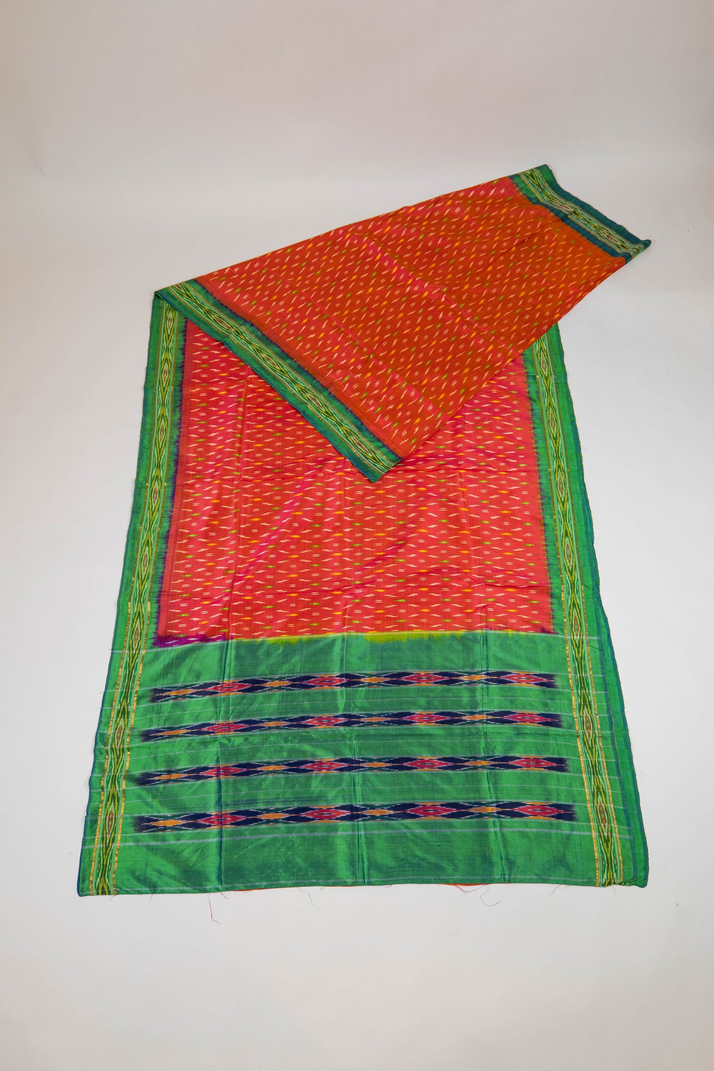 Aadwita~ Cerise Pink & Greenish Blue Pochampally Pure Silk Saree