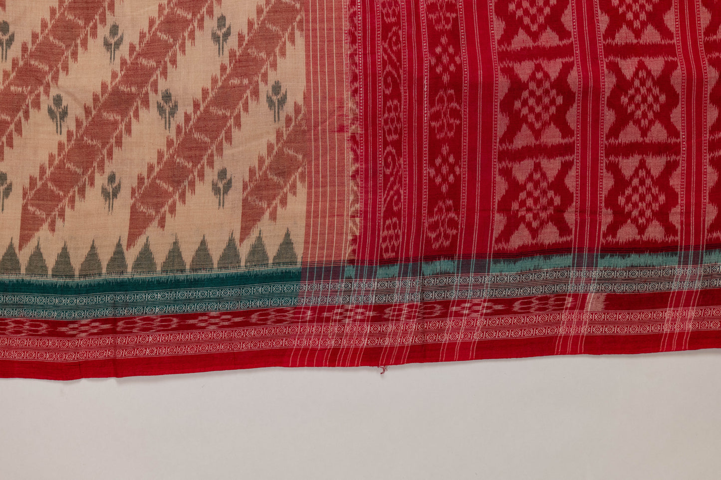 Amrusha~ Red & Beige Pure Cotton Odissa Saree