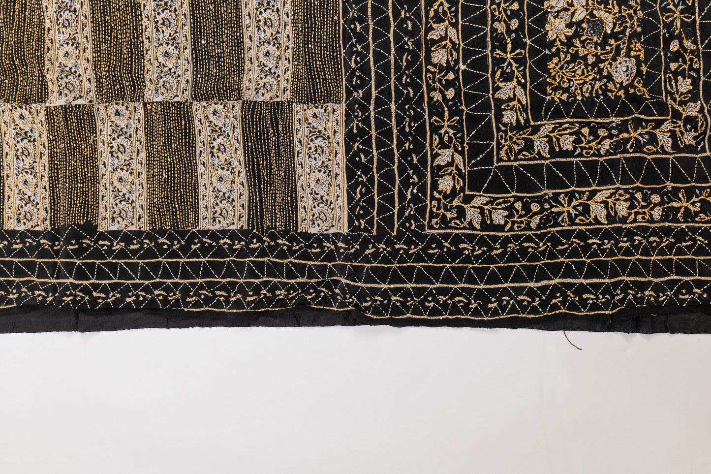 Alpa~ Pure Crepe Silk Kantha Saree with Attached Blouse