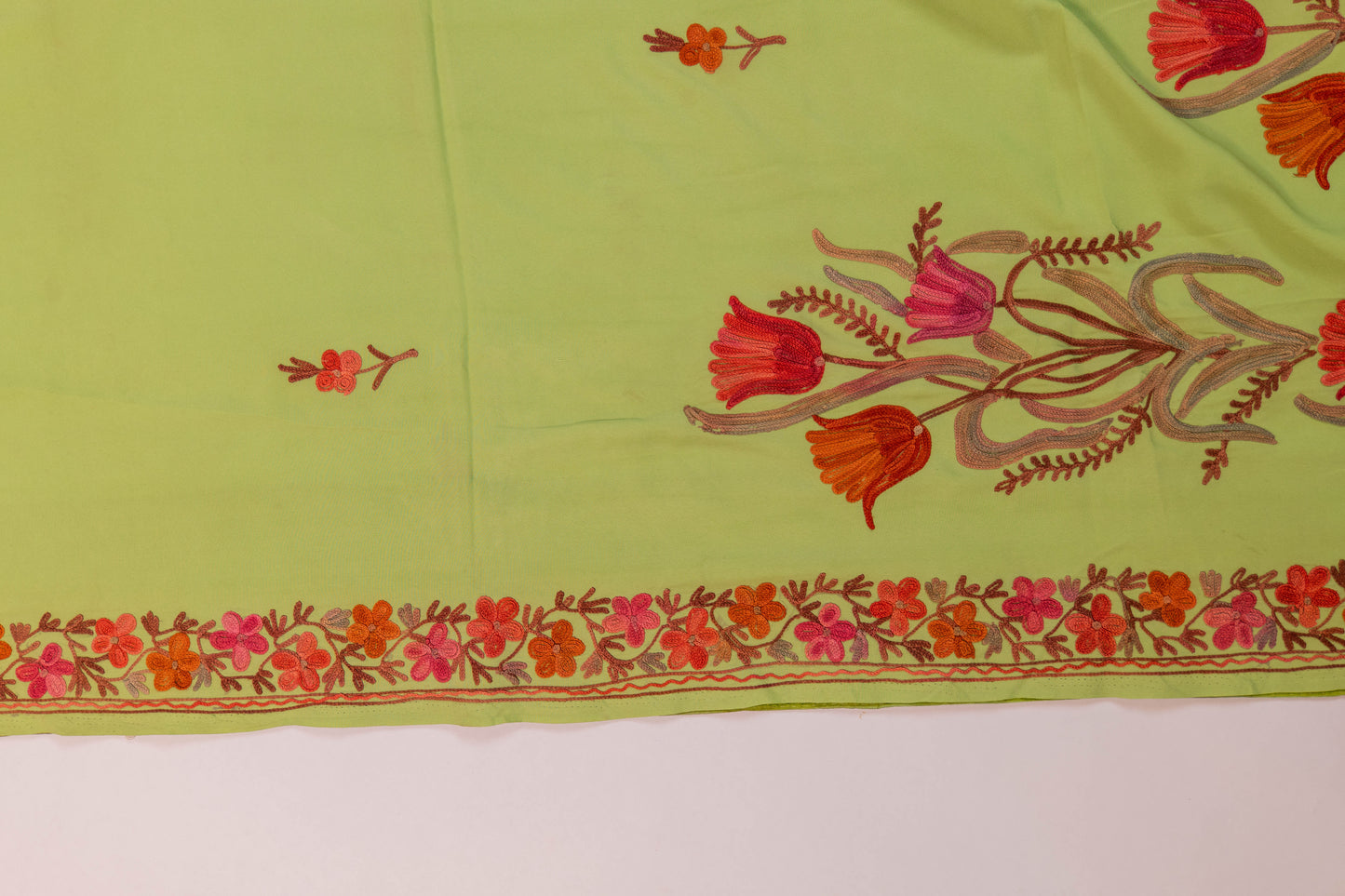 Hariyali~ Crepe Silk Saree with Aaree Work – Jammu & Kashmir
