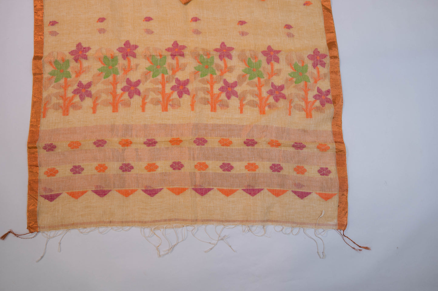 Sona~ Linen Jamdani Saree – West Bengal Loom