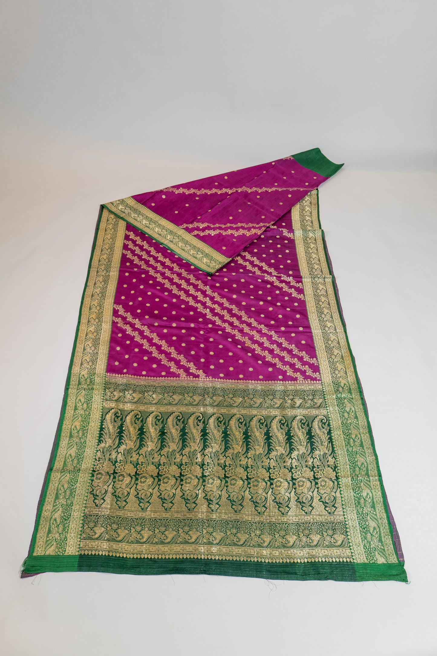 Shavarnaye~Magenta Green Banarsee Saree
