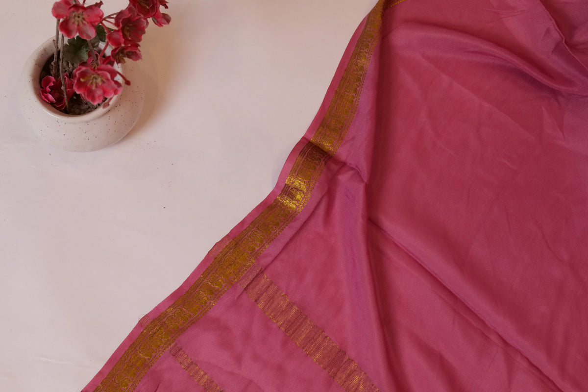 Champakam~Karnataka Crepe Silk Saree Lilac Pink