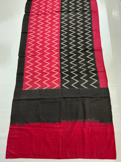 Povala ~ Red Black Cotton Pochampally Saree