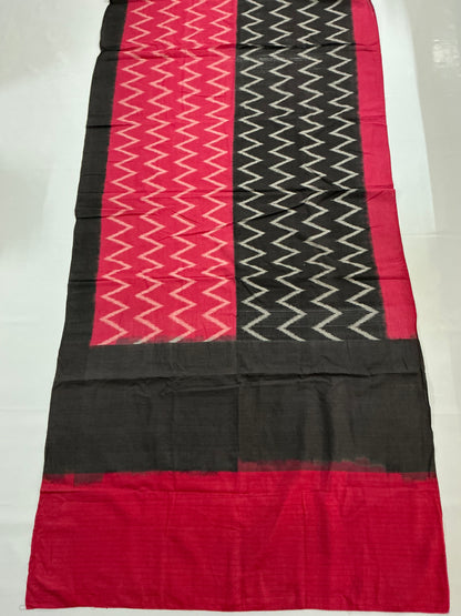 Povala ~ Red Black Cotton Pochampally Saree