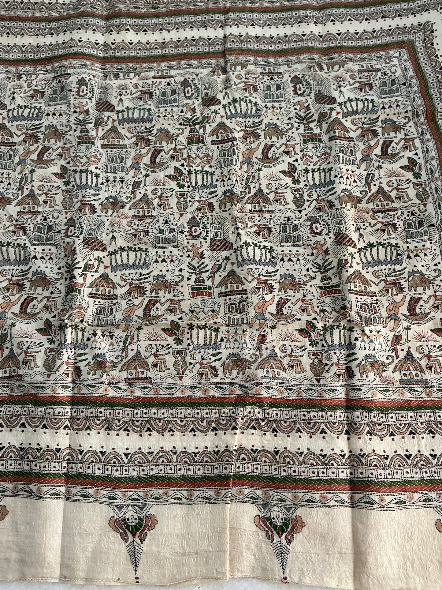 Mudra ~ Warli katha hand embroidered pure Tussar silk saree