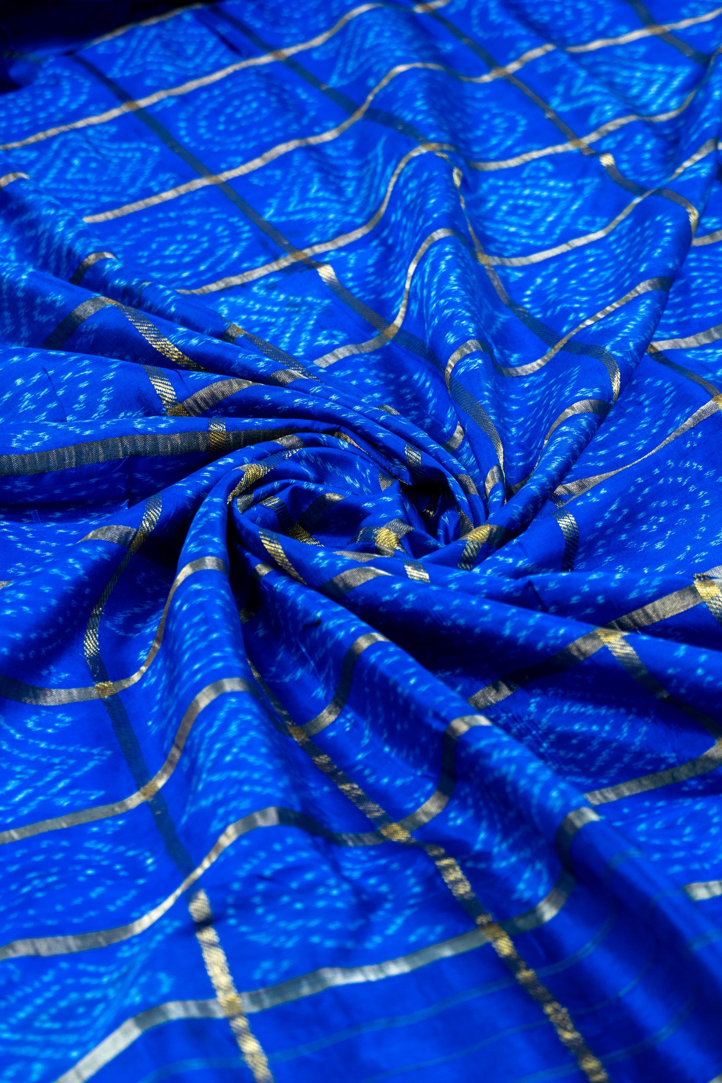 Neelmani~ Ultramarine Blue Single Ikat Silk Saree – Andhra’s Geometry in Pure Silk