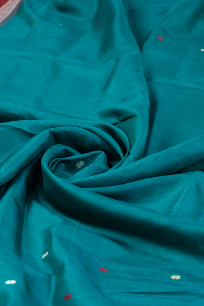 Green & Red Bomkai Silk Saree – Odisha’s Woven Fusion of Tradition and Art