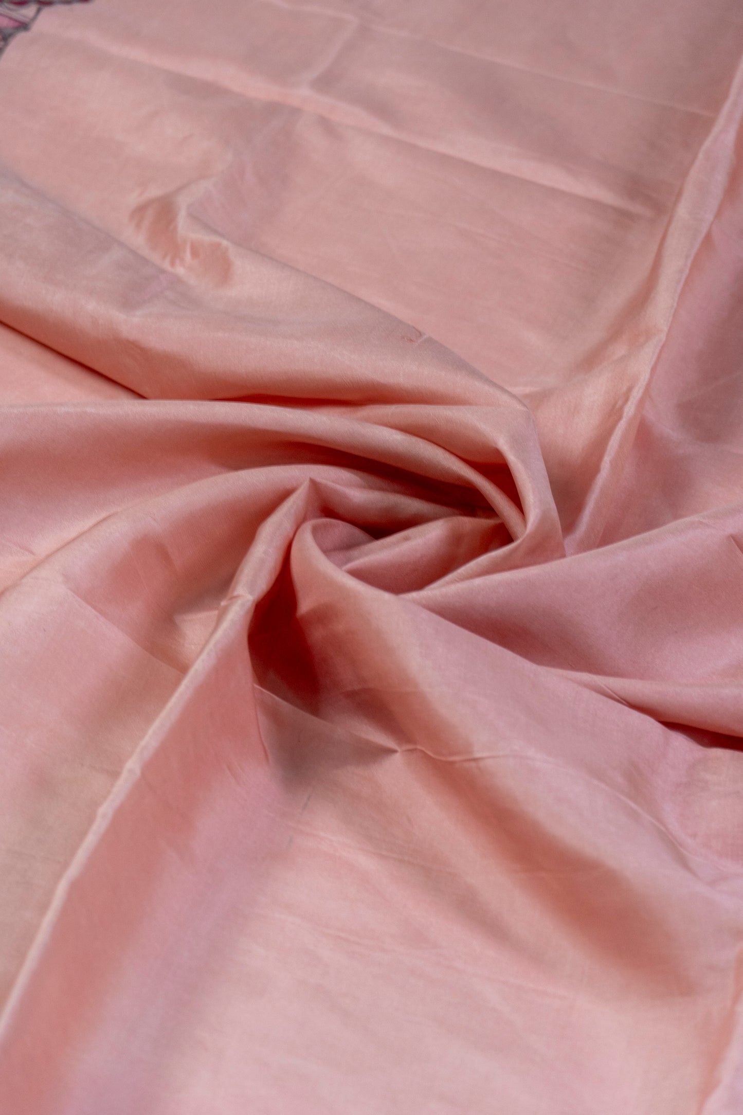 Pale Pink Madhubani Silk Saree – Bihar’s Folk Art on a Canvas of Silk