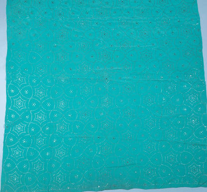 Brahmkamal~ Ice Green Muquaish Crepe Silk Saree – Lucknow’s Subtle Sparkle in Every Thread