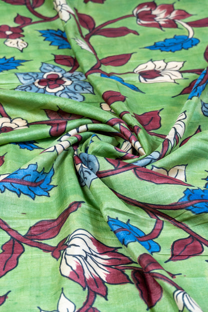 Padma~ Tussar Silk Kalamkari Saree – A Hand-Painted Canvas of Andhra’s Soul