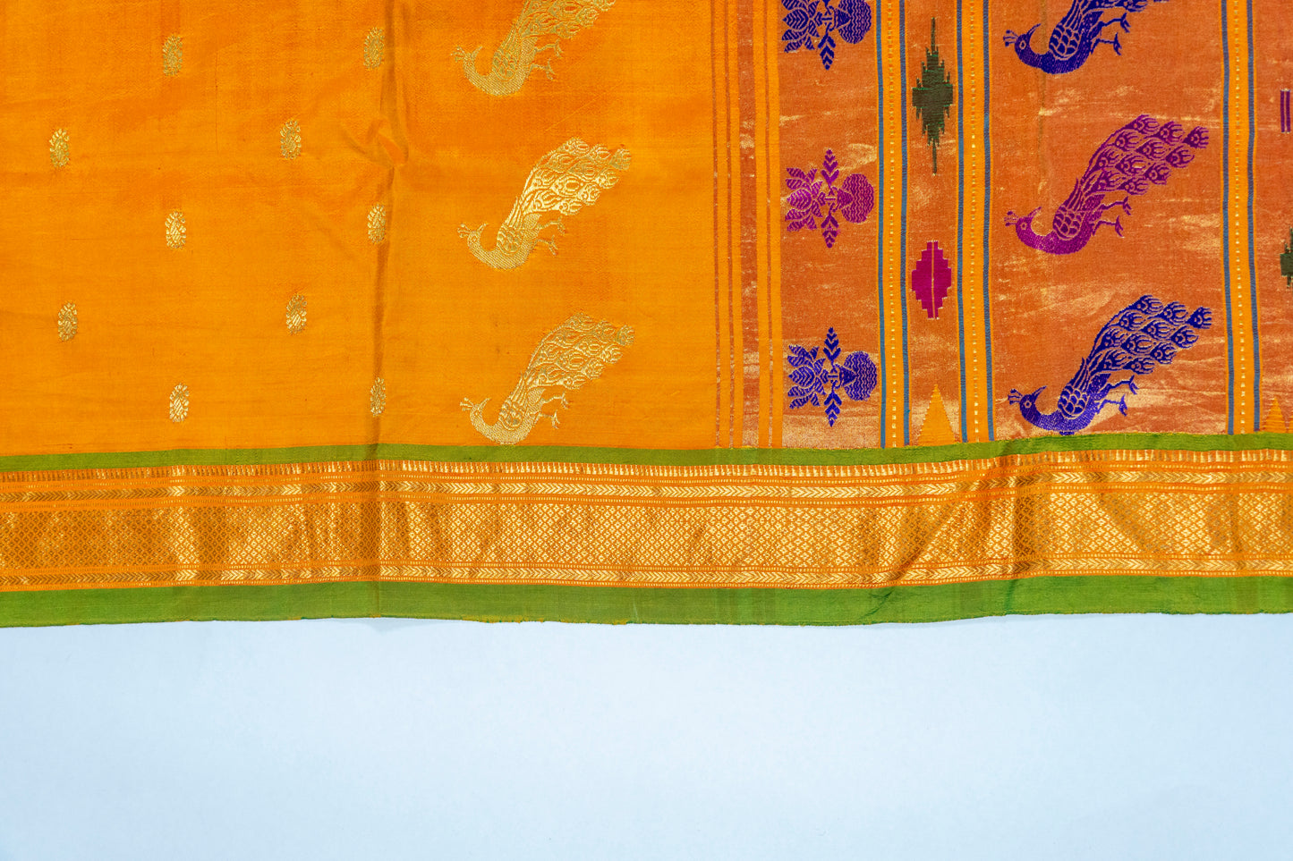 Sonchiraiyya~ Paithani Pure Silk Saree in Orange – Maharashtra Classic