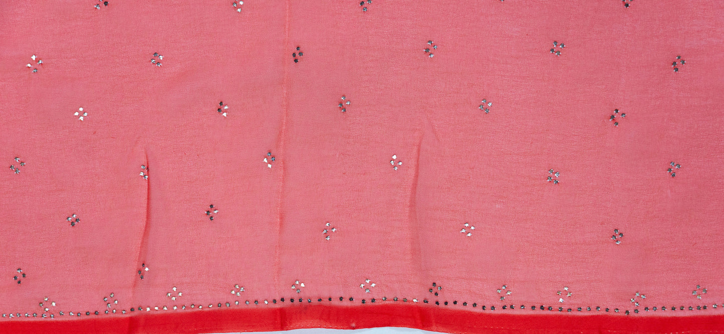 Carrot Muquaish Georgette Silk Saree – Lucknow’s Sparkling Craft in a Modern Hue
