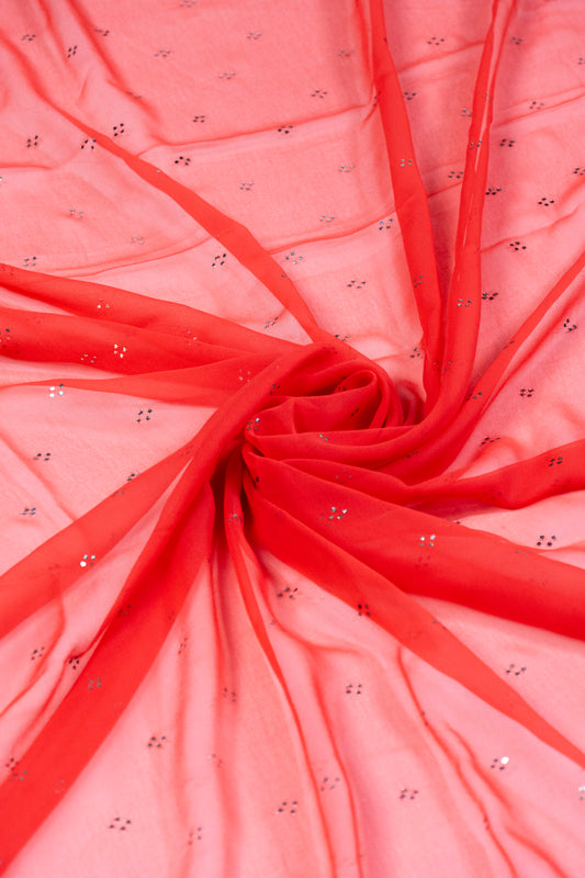 Carrot Muquaish Georgette Silk Saree – Lucknow’s Sparkling Craft in a Modern Hue