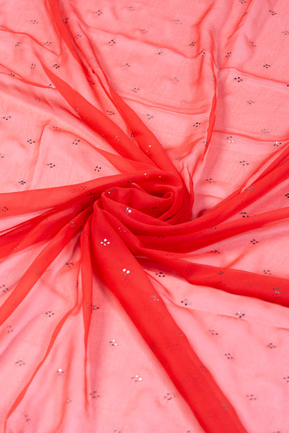 Carrot Muquaish Georgette Silk Saree – Lucknow’s Sparkling Craft in a Modern Hue