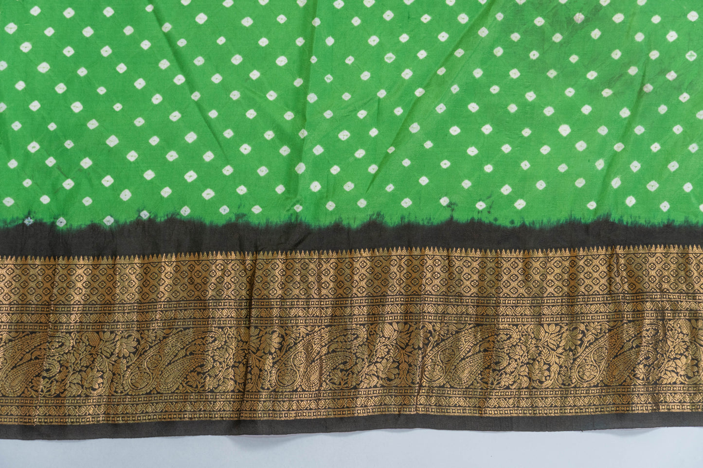 Mrinalini~ Unused Pure Silk Hand Bandhej Kanjeevaram Saree with Blouse Piece