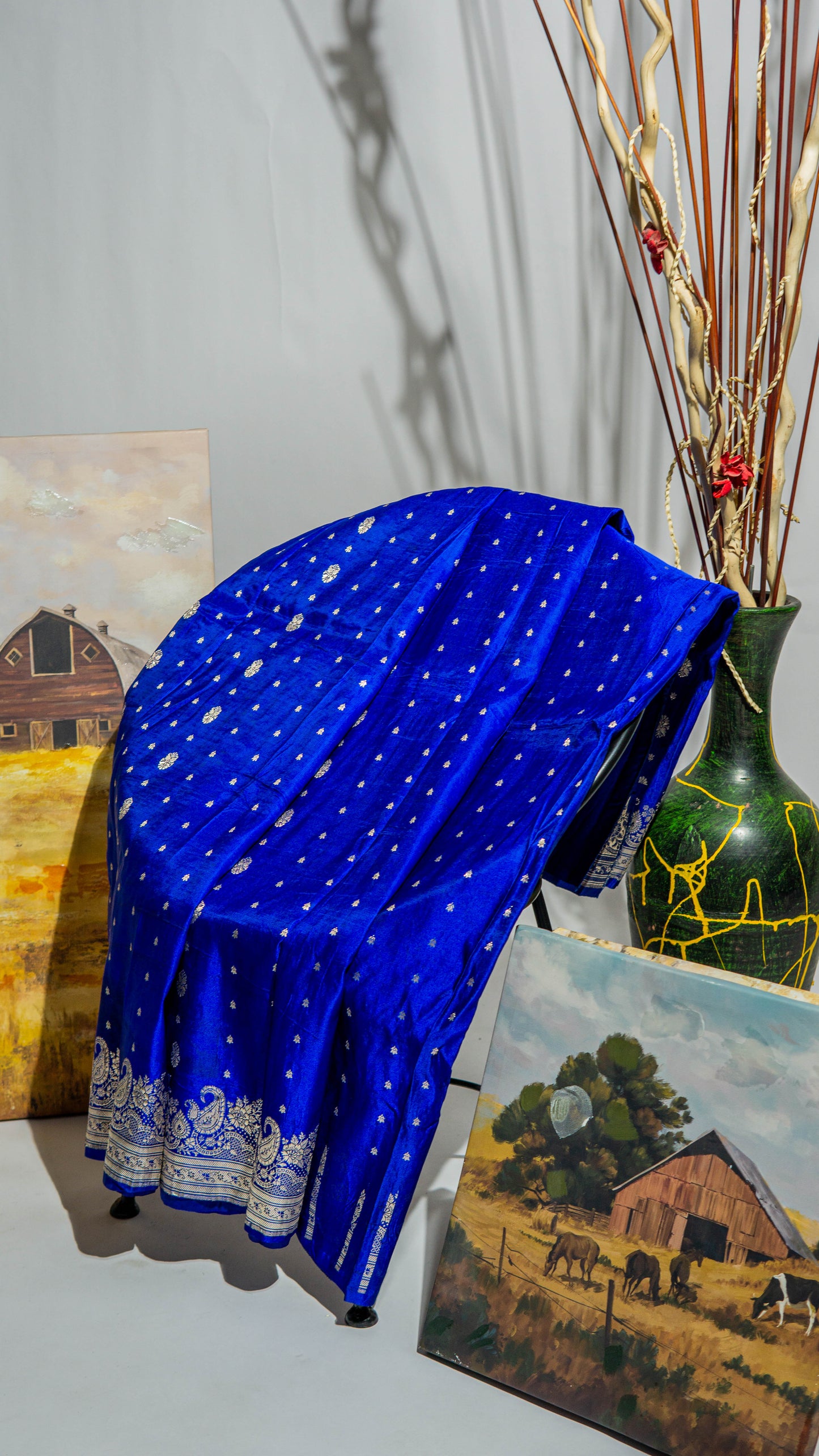 Moina - Royal Blue Banarsee Saree