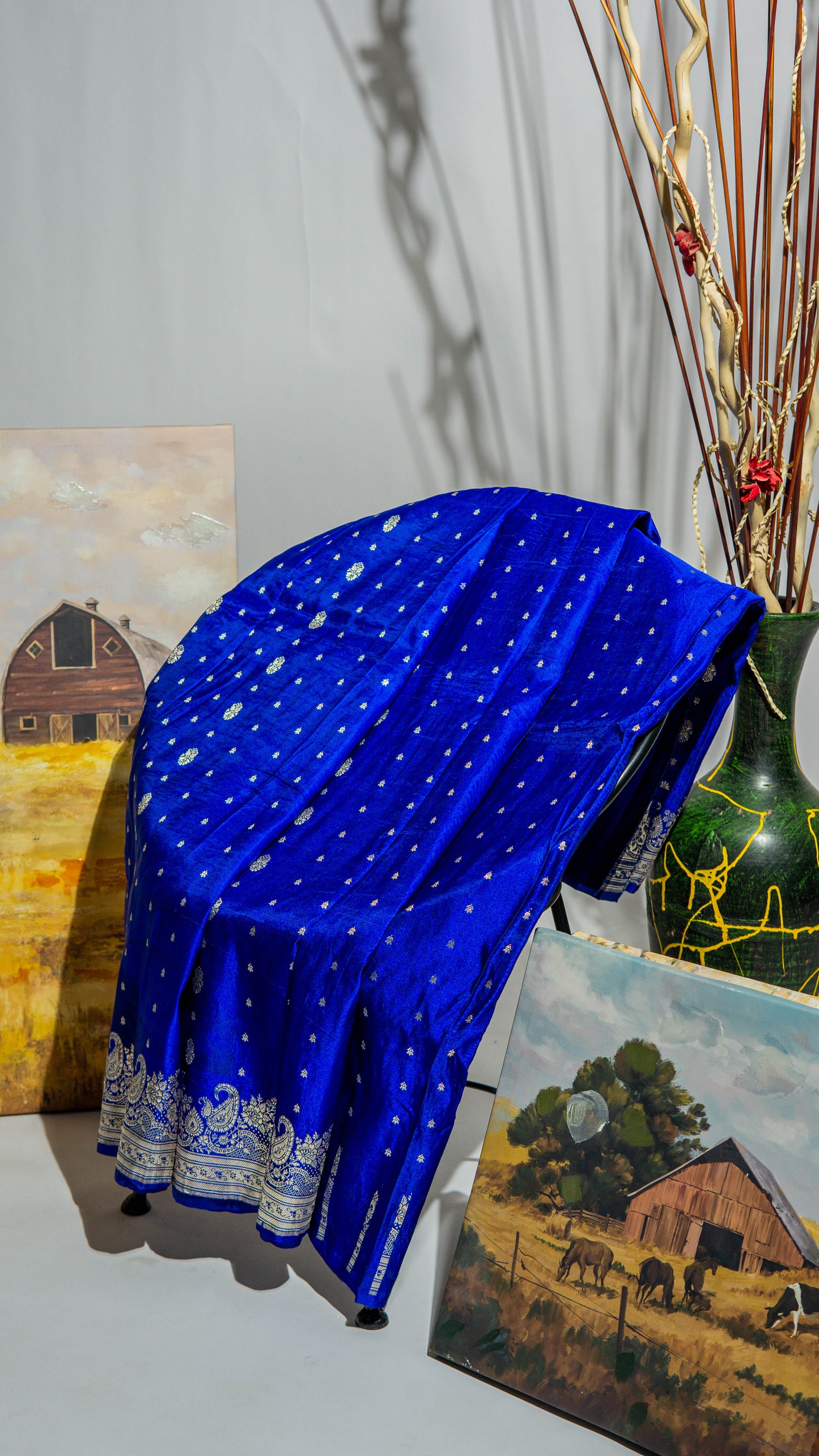 Moina - Royal Blue Banarsee Saree