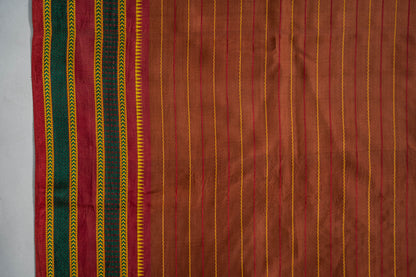 Trinetra - Ochre Veldhari Pure Silk Saree