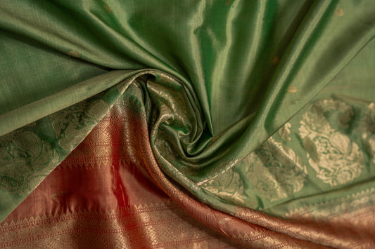 Bhagyalakshmi - Pista Peach Pure Silk Kanjeevaram Saree