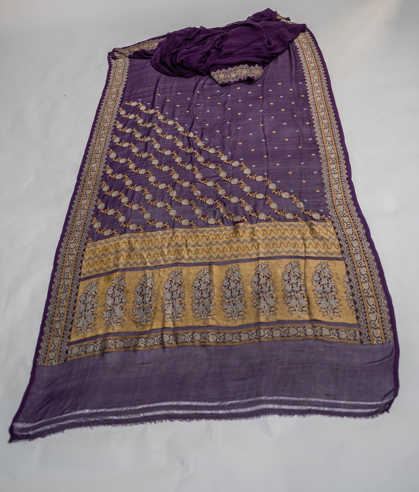 Shakti - Aubergine Khaddi Georgette Banarasee Saree