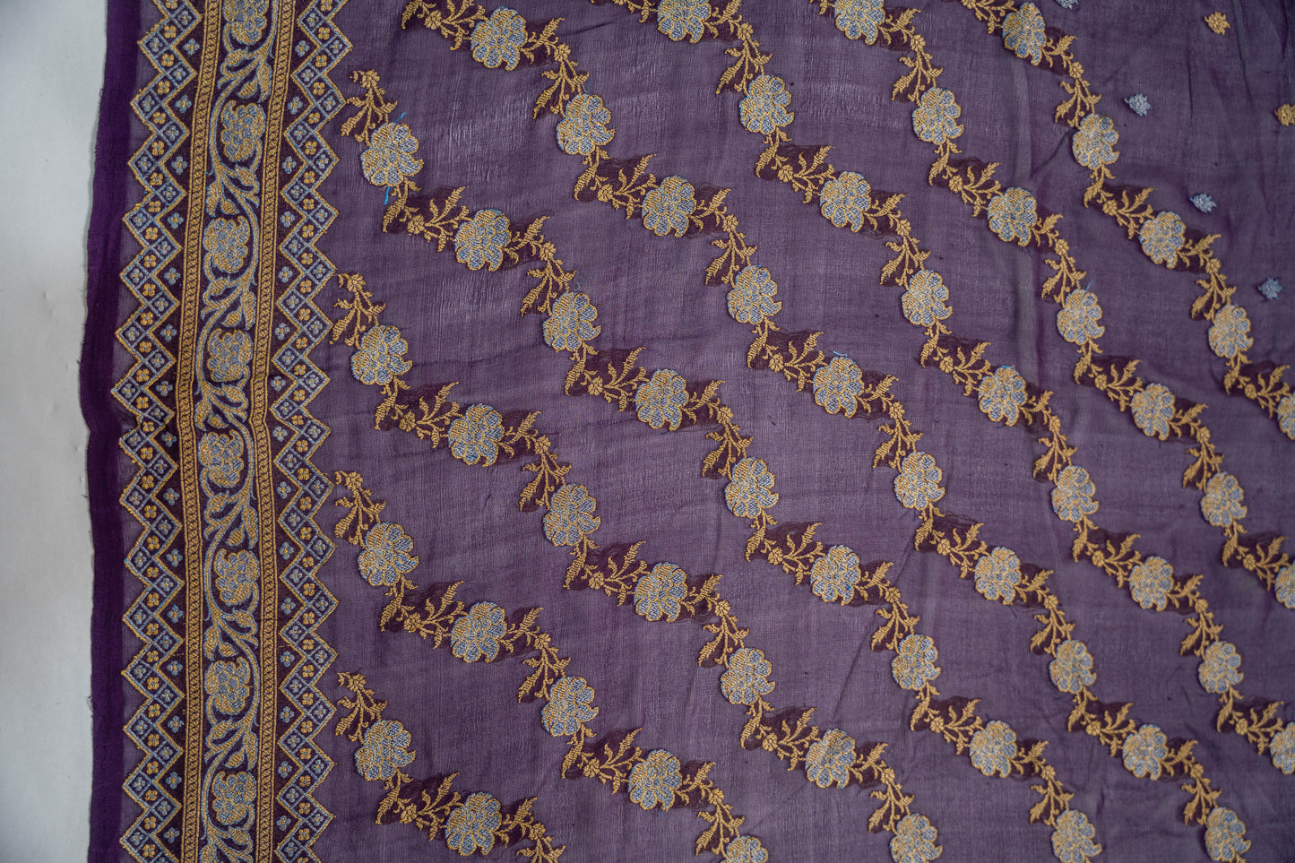Shakti - Aubergine Khaddi Georgette Banarasee Saree