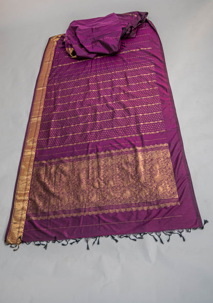 Vaidehi - Purplish Pink Pure Silk Kanjeevaram Saree