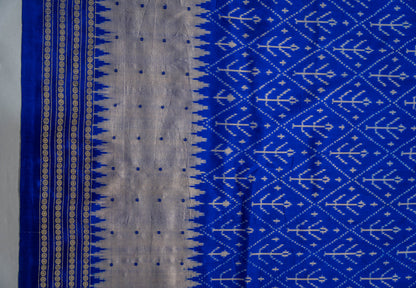 Parvathi - Indigo & Silver Ikkat Pure Silk Saree