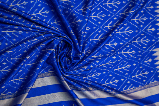 Parvathi - Indigo & Silver Ikkat Pure Silk Saree