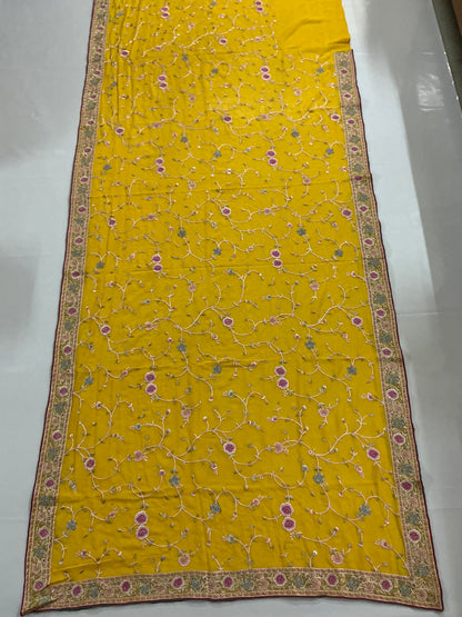 Pukhraj ~ Hand embroidered Parsi Gara Saree