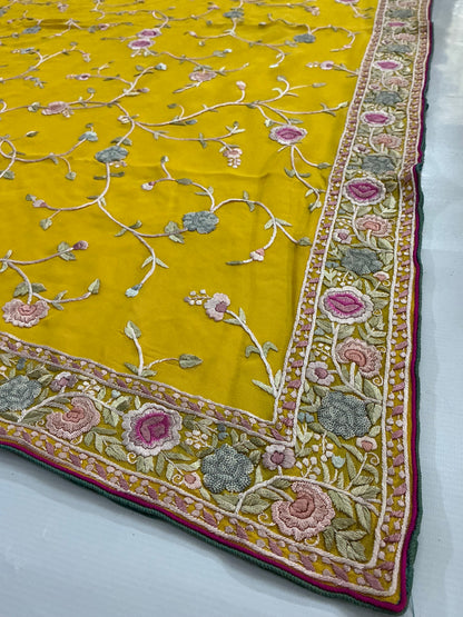Pukhraj ~ Hand embroidered Parsi Gara Saree