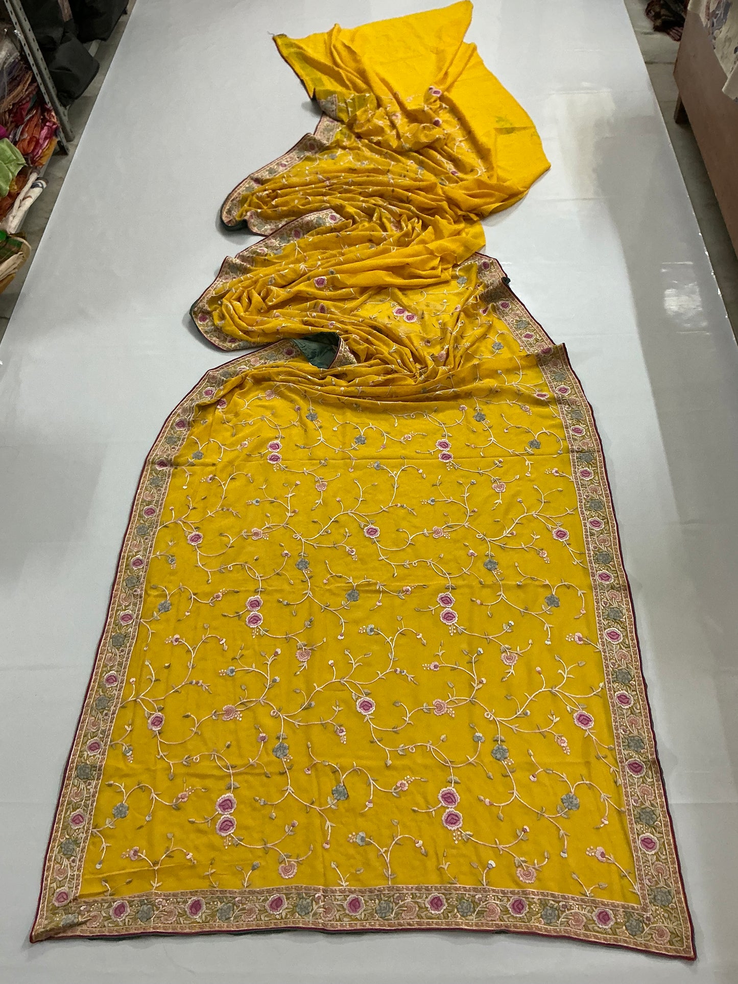Pukhraj ~ Hand embroidered Parsi Gara Saree