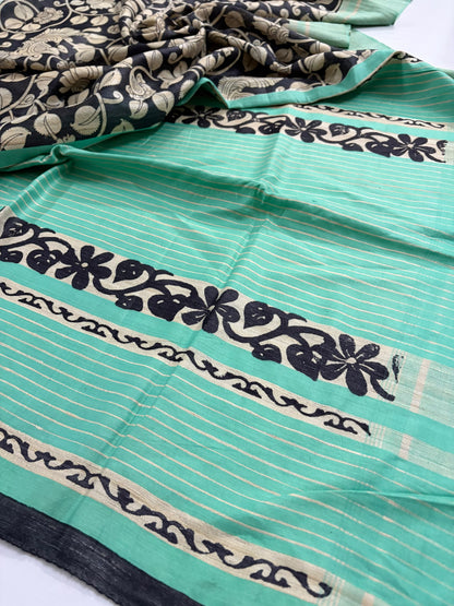 Mallika~Kalamkari Print Gheecha Tussar Silk Saree