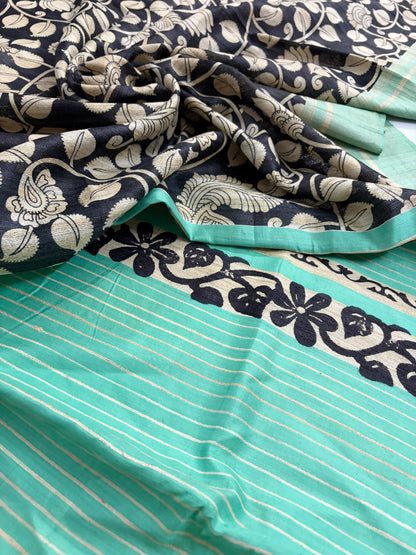 Mallika~Kalamkari Print Gheecha Tussar Silk Saree