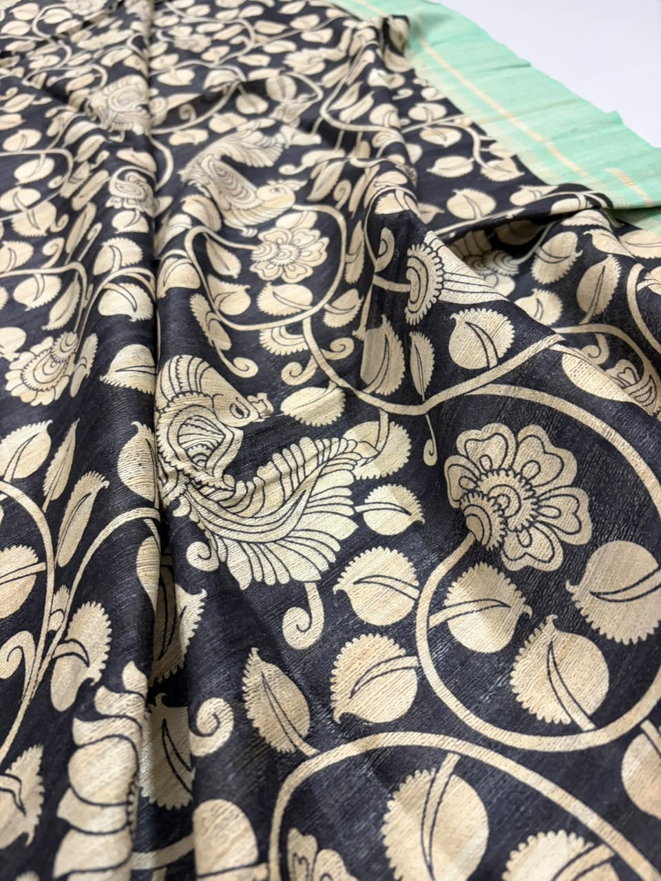 Mallika~Kalamkari Print Gheecha Tussar Silk Saree