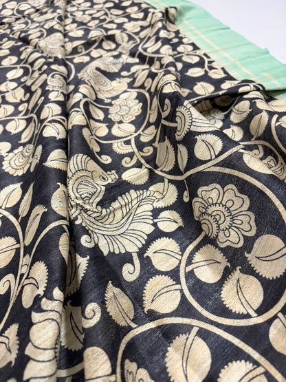 Mallika~Kalamkari Print Gheecha Tussar Silk Saree