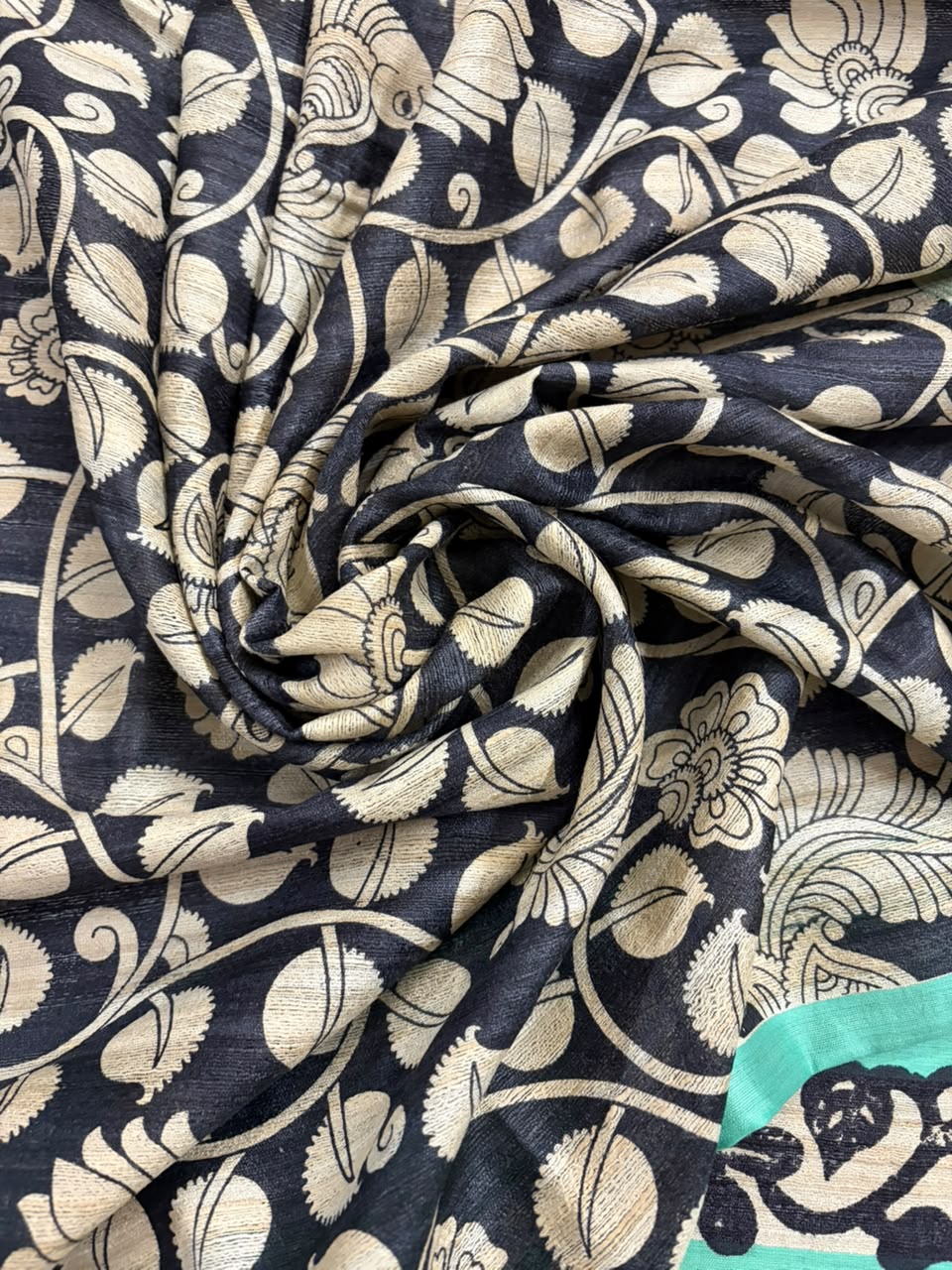 Mallika~Kalamkari Print Gheecha Tussar Silk Saree