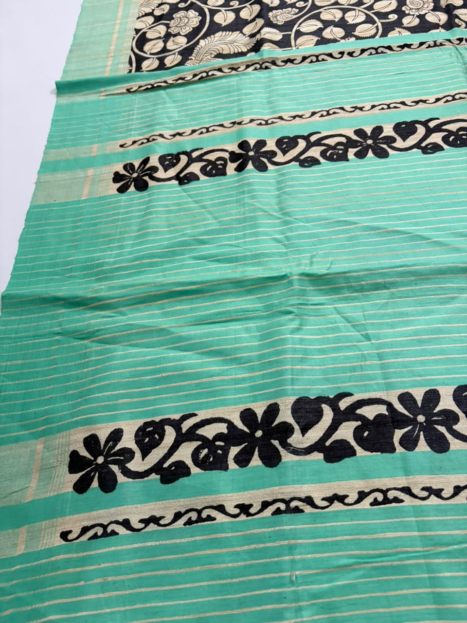 Mallika~Kalamkari Print Gheecha Tussar Silk Saree